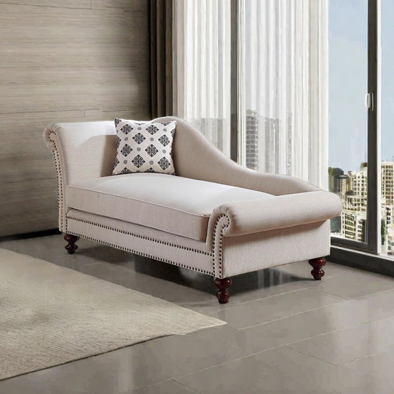 Fauteuil inclinable léger en flanelle de luxe, Orienté à gauche (vu de face), Beige