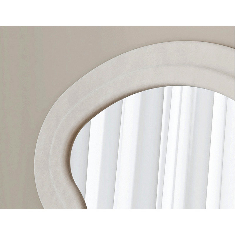 Flannel Full Length Wave Floor Mirror With Stand For Bedroom Living Room Hanging Or Against The Wall, Cream White