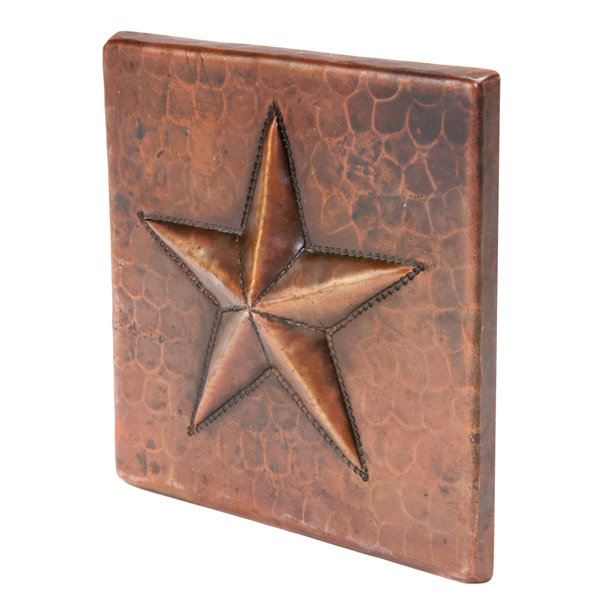 4" x 4" Hammered Copper Star Tile - Quantity 4