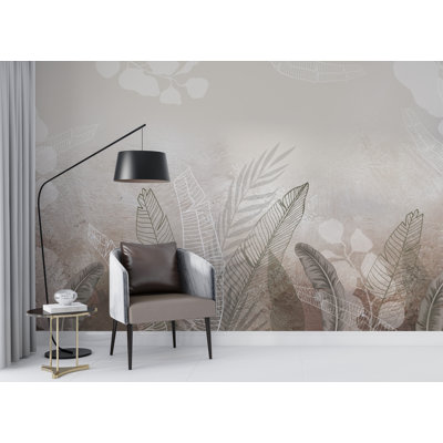 Papier peint floral à feuilles