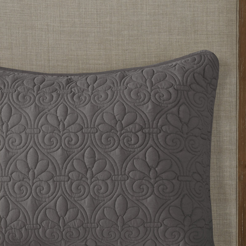Dark Grey Queen Microfiber Quilted Bedspread Set