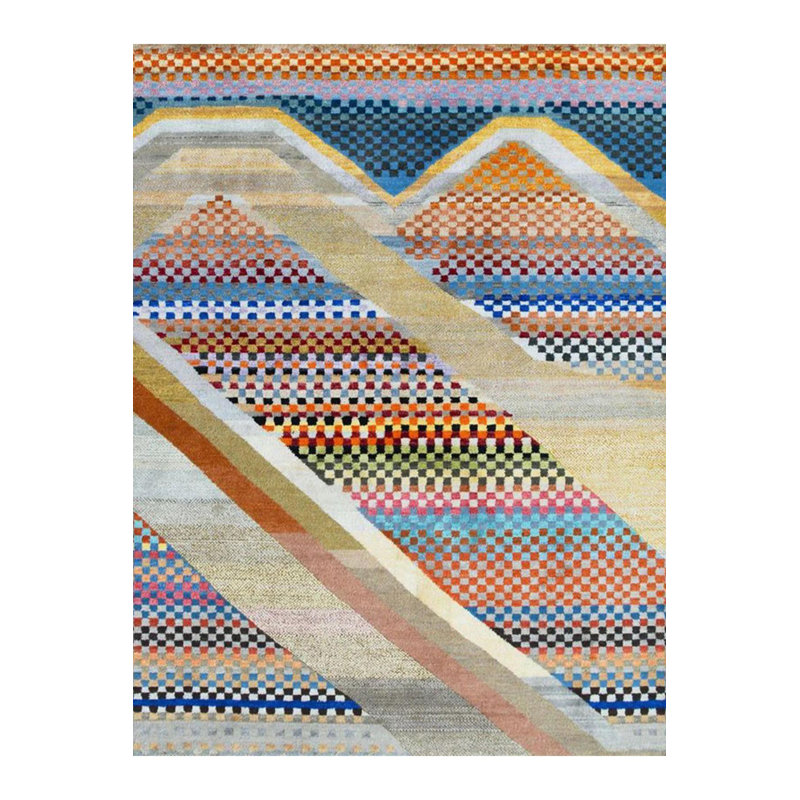 Tapis décoratif multicolore à motif mélangé multicolore de la collection Barcelona, Tapis de couloir 4 pi 11 po x 9 pi 10 po