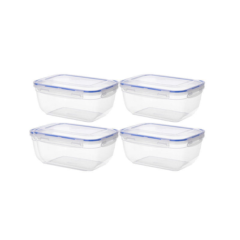 Superio Plastic Food Storage Container, Set Of 4, Airtight Lid With Latches (2.5 Quart)