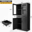 Armoire de rangement en métal noir de 180 cm (71 po) avec portes vitrées verrouillables et tablettes de bureau
