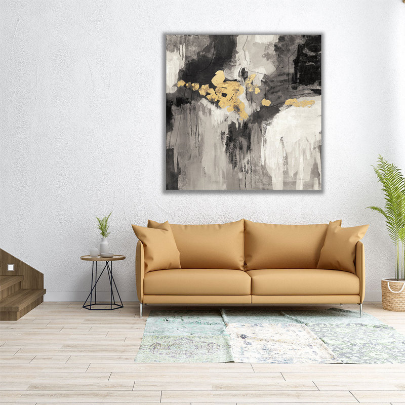«Sparkle Abstract III Black and White», reproduction d'art sur toile, H 12 po x l 12 po