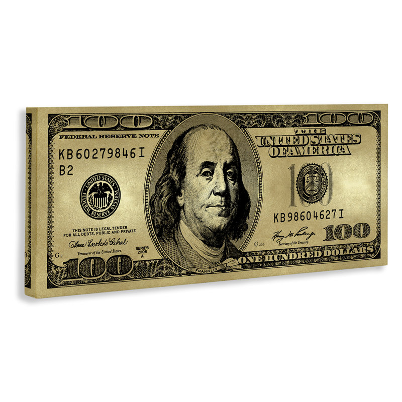Art mural sur toile "Cent dollars" par Madeline Blake, H 20 po x l 48 po