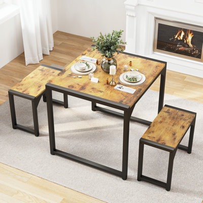 25.6'' W   3-Piece Dining Set With 2 Bench