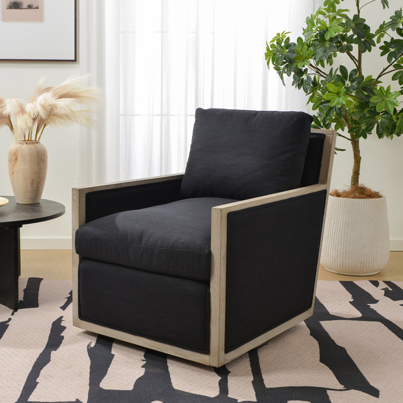 Fauteuil pivotant rembourré 27 po, Lin noir