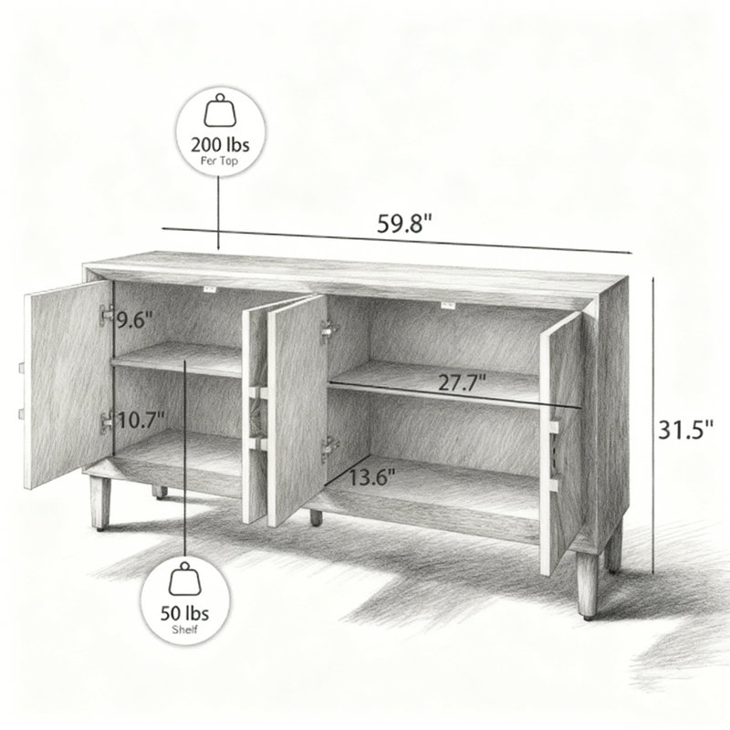 Armoire de rangement 60 'avec tablettes réglables, Naturel antique