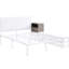 Lit plateforme en métal blanc avec tablettes, armoire en bois et espace de rangement confortable avec repose-pieds-1706002592