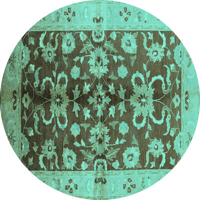 Tapis oriental bleu en laine / polyester tissé à la machine Danil