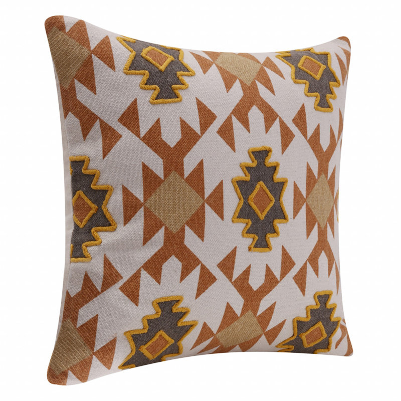 Housse de coussin géométrique 100% coton, Orange, Housse de coussin seulement - sans coussin