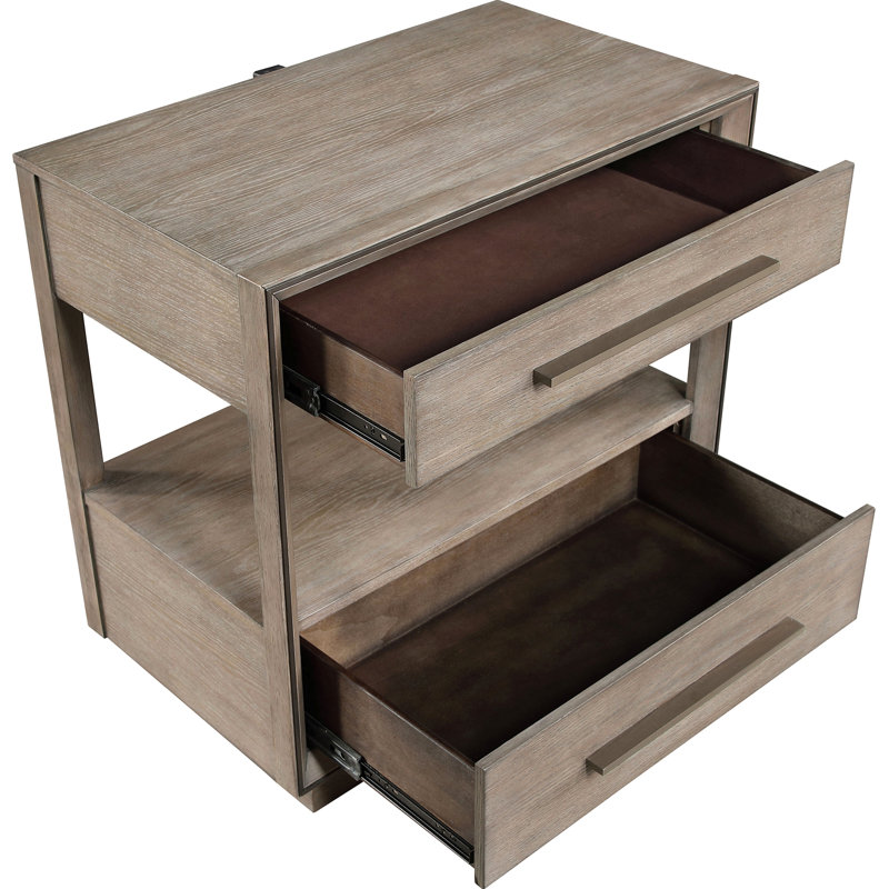 Table de chevet 2 tiroirs Taupe