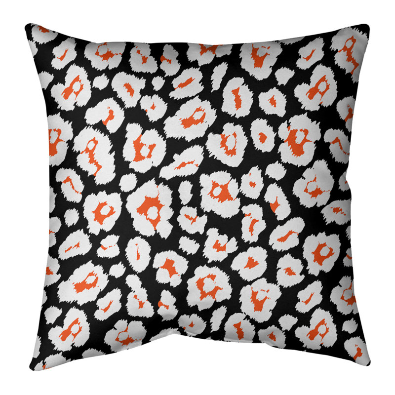 Housse de coussin carrée, Noir / blanc / orange, Polyester filé, 18" x 18"