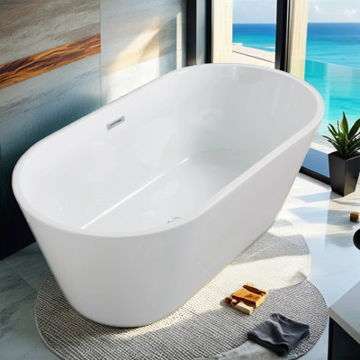 55.13'' x 31.11'' Soaking Acrylic Bathtub