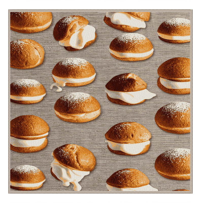 Washable Profiteroles Desserts Area Rug, Square 3'