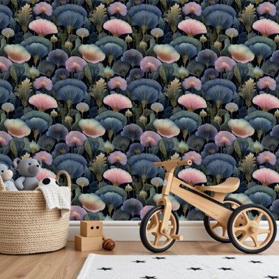 Papier peint adhésif peler et coller en PVC, revêtement mural auto-adhésif amovible avec imprimé floral fantaisiste de feuilles d'argent botaniques, imperméable pour la décoration intérieure - rouleau