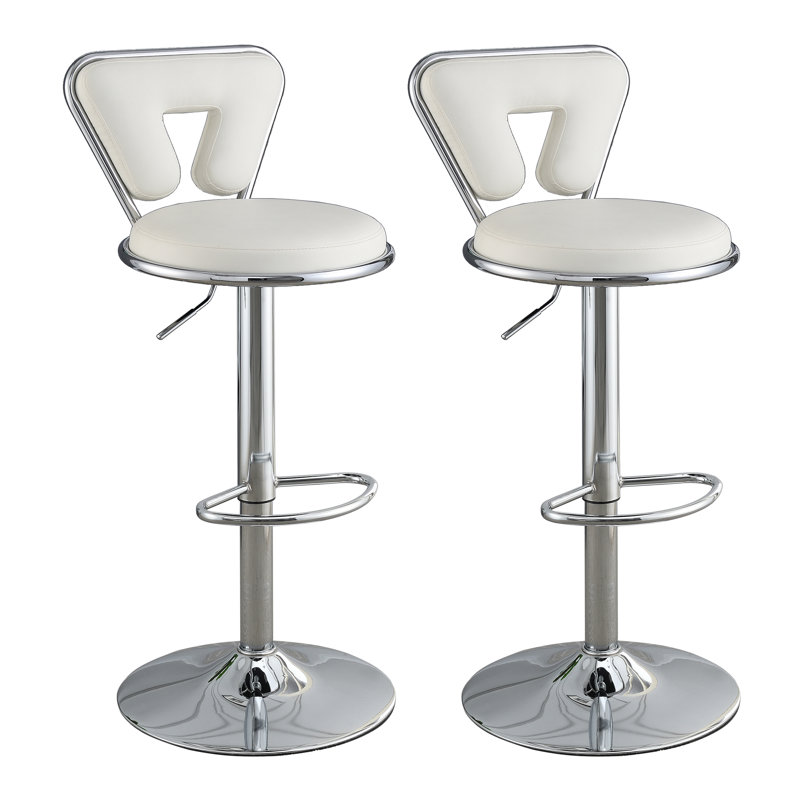 Uriana Swivel Upholstered Faux Leather Adjustable Height Counter Stool, White
