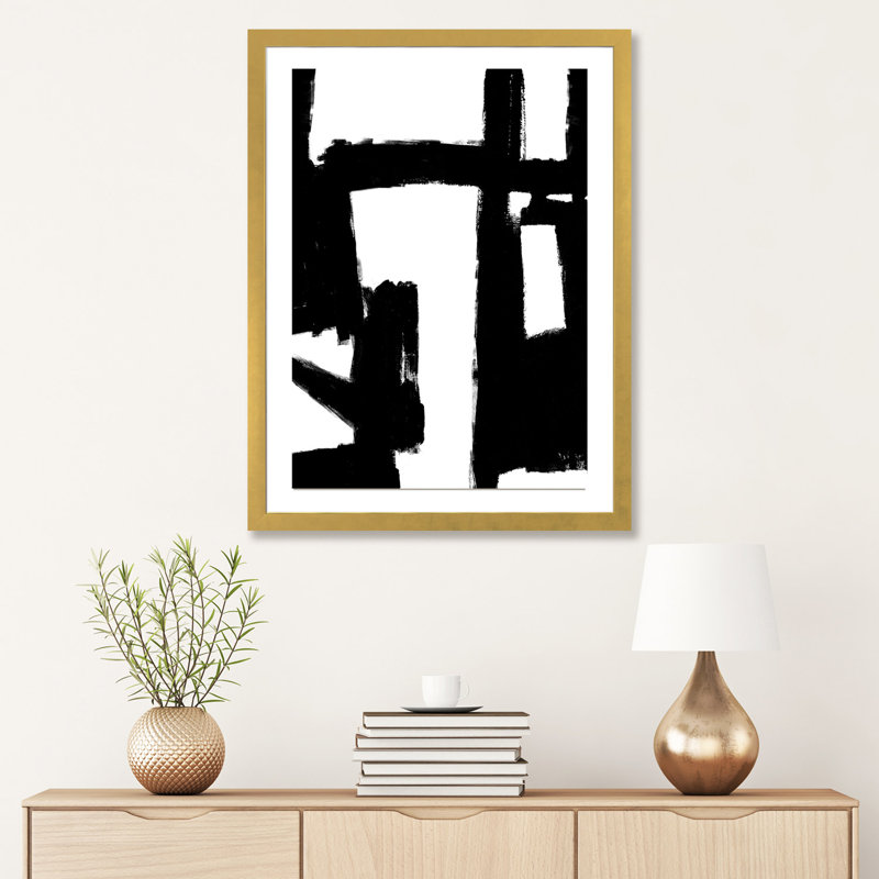 «Structured I» par Alex Wise - reproduction d'art, H 32 po x l 24 po x P 1 po, Papier encadré doré