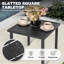 Square Metal Outdoor Side Table with Slatted Tabletop, Powder-Coated Frame