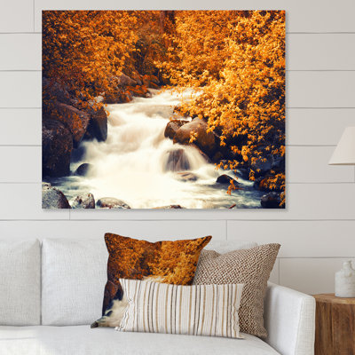 «Beautiful Autumn Forest Waterfall III», reproduction d'art sur toile traditionnelle