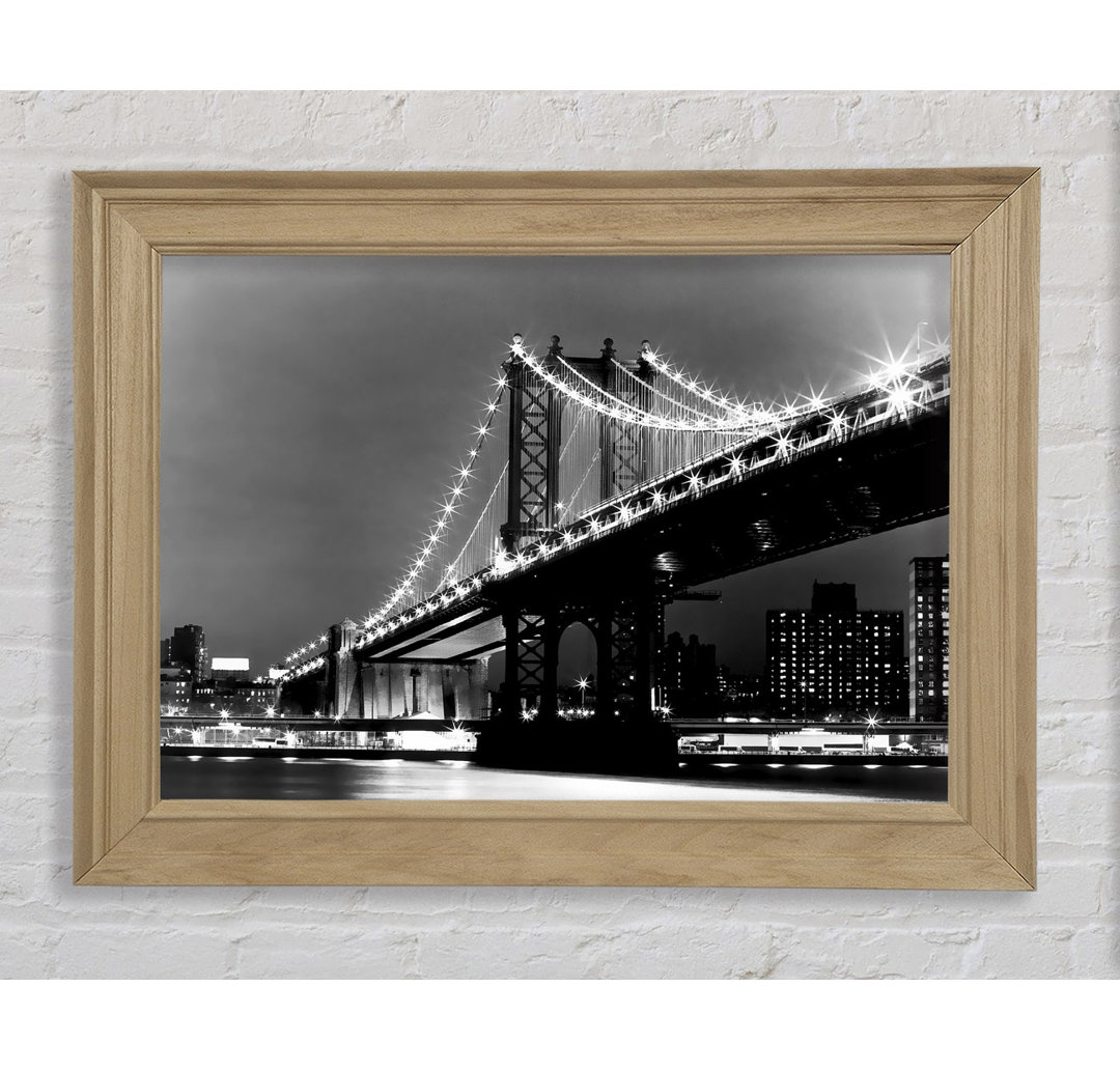 Brooklyn Bridge Lichter B N W Gerahmter Druck