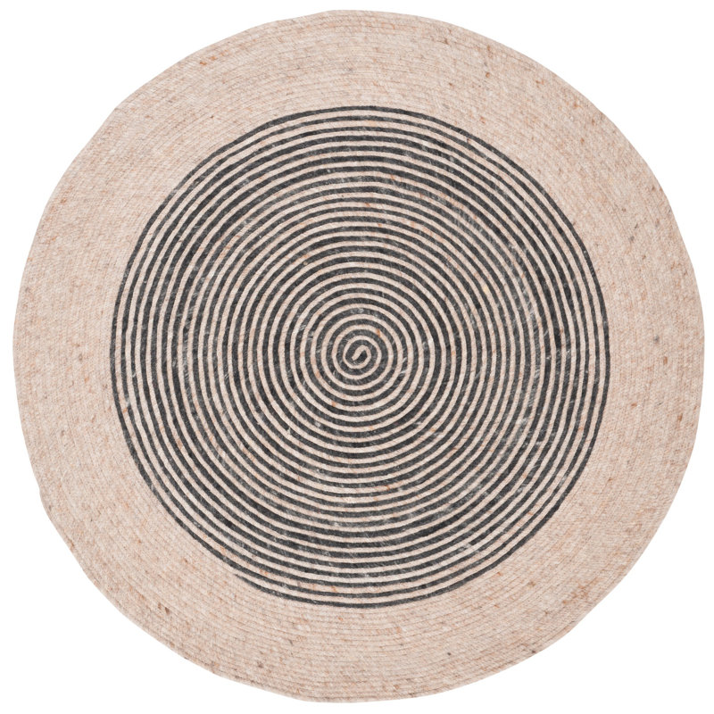 Tapis géométrique tissé à la main 0,6 en laine Copeland, Rond 4 pi
