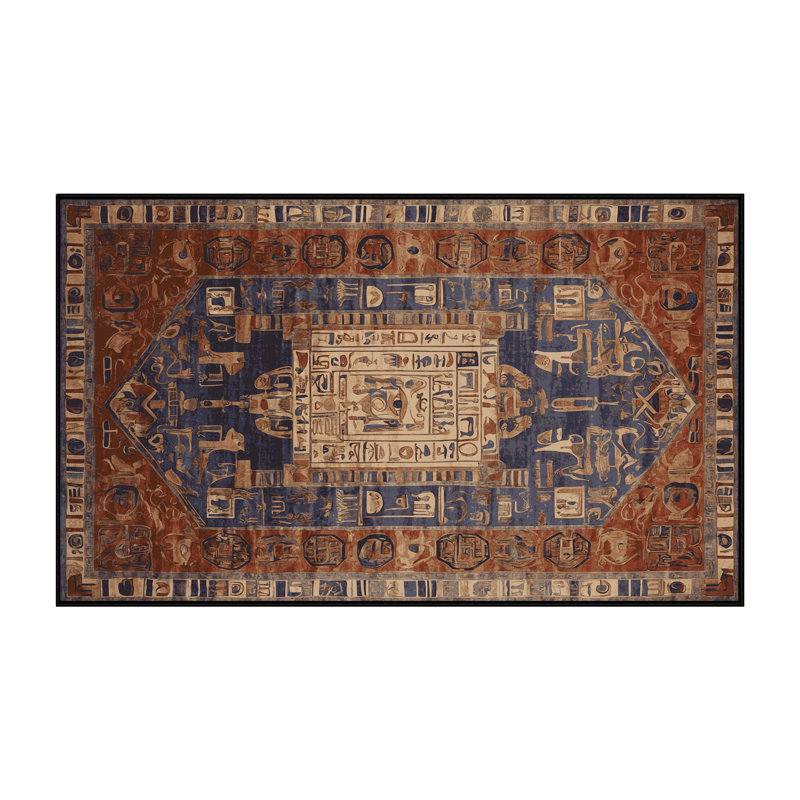 Machine Washable Brown Area Rug, Rectangle 5' x 8'