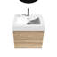 Meuble-lavabo mural, aspect chêne brut, lavabo en quartz blanc, tiroirs silencieux, finition à base d'eau E0, meuble-lavabo moderne de 23,78 po de hauteur avec panneau grillagé, trous de drainage en U,