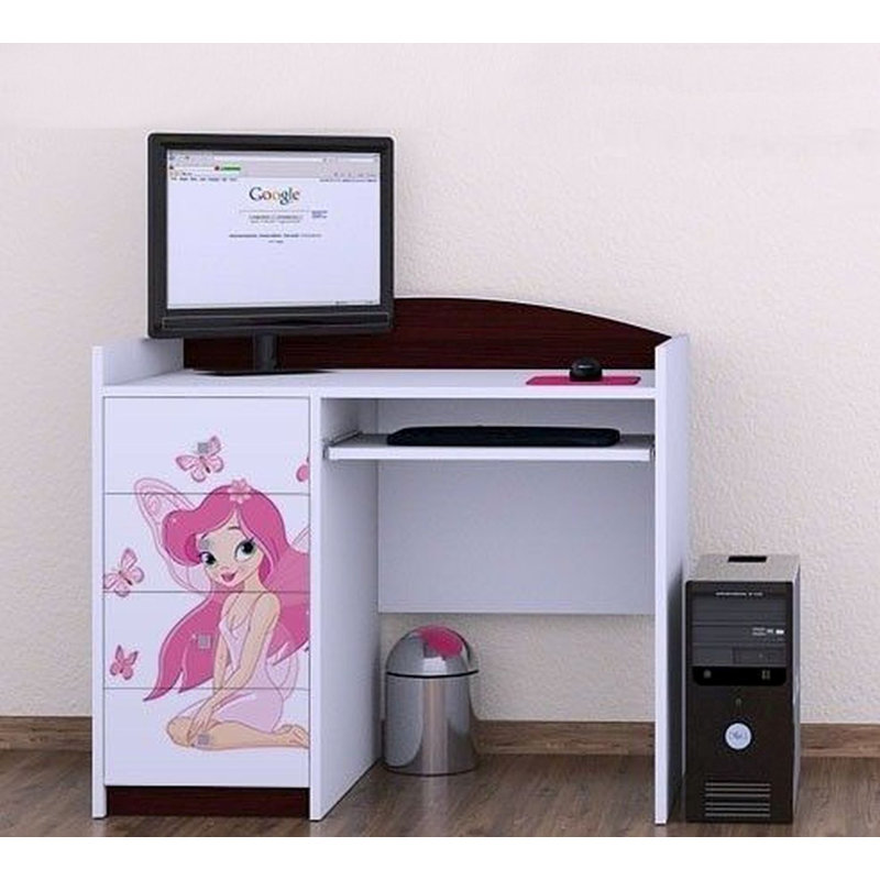 Huguetta Princess with Butterflies 100cm W Computer Desk, Dark Brown