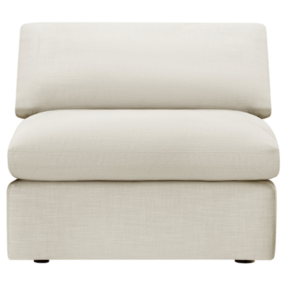 Asher Upholstered Armless Chair, Capri Wicker