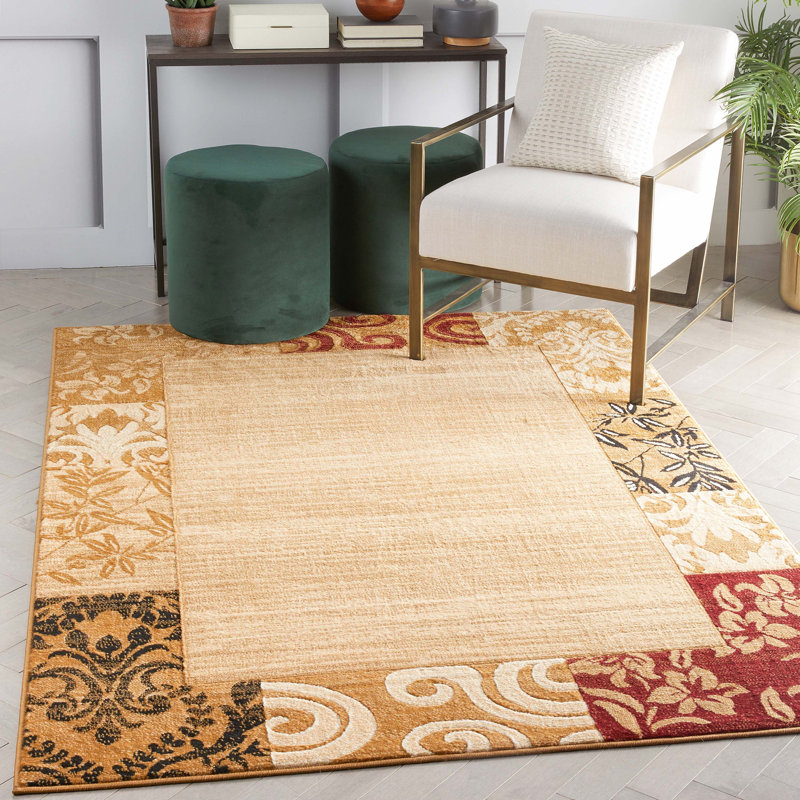 Sabin Damask Indoor Rug, Rectangle 3'11" x 5'3"