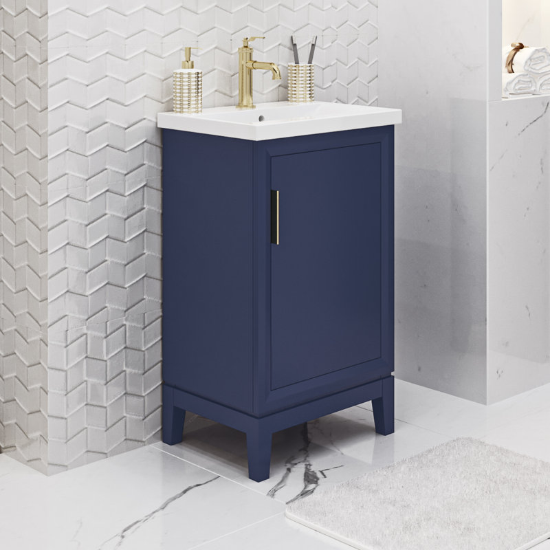 Ensemble de meuble-lavabo simple 21 po Finkbeiner, Bleu monarque, Doré