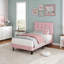 Lit plateforme simple tapissier avec tête de lit capitonnée ajustable, rose, 2 pièces