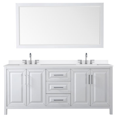 Ensemble de meuble-lavabo double 80 po avec dessus en quartz et miroir Daria