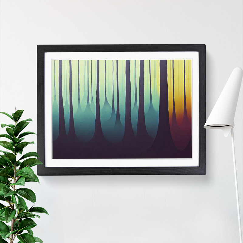 Colourful Forest Vol.1 - Single Picture Frame Print, 46cm H x 64cm W x 2cm D, Black Framed