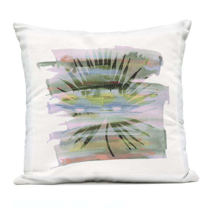 Coussin d'extérieur imprimé tropical Palm Pastel Dream par Susan Jill, Palmier vert