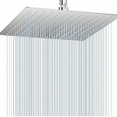Pommeau de douche chromé surdimensionné de 40 cm (16 po), pommeau de douche carré à effet pluie à haut débit avec design en cascade, couverture complète du corps, fixation universelle au plafond ou au mur