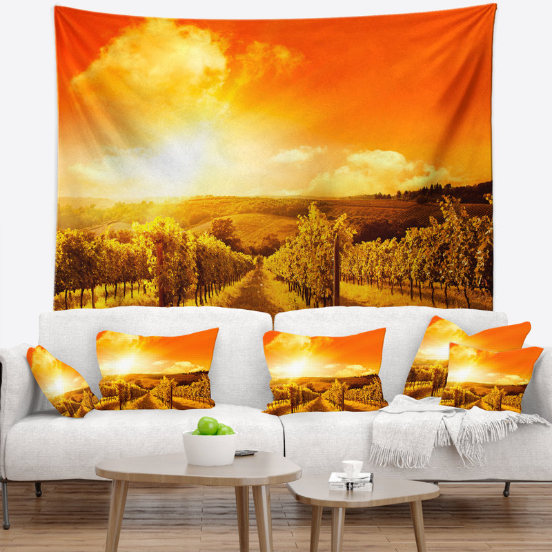 Tapisserie de soleil avec accessoires suspendus en polyester paysages, H 50 po x l 60 po