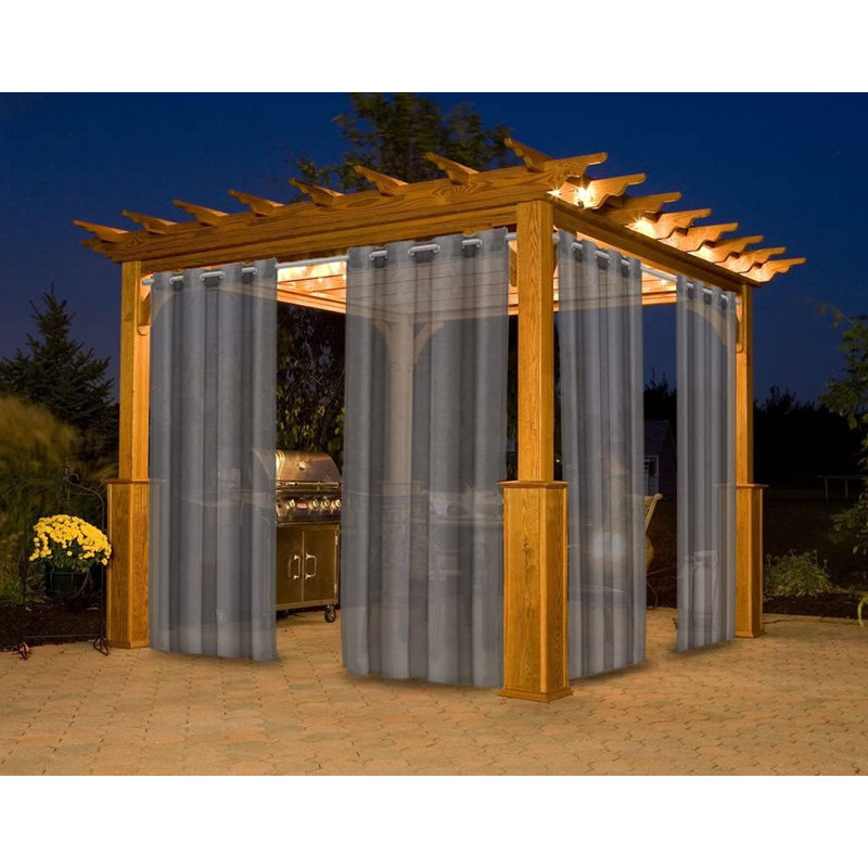 Panneau de rideau simple d'extérieur imperméable transparent avec œillets l 52 po x L 96 po Abba, L 52 po x L 96 po, Gris
