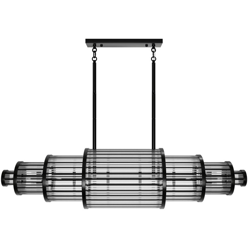 Waldorf Metal And Glass Rod Linear Chandelier, Brushed Nickel