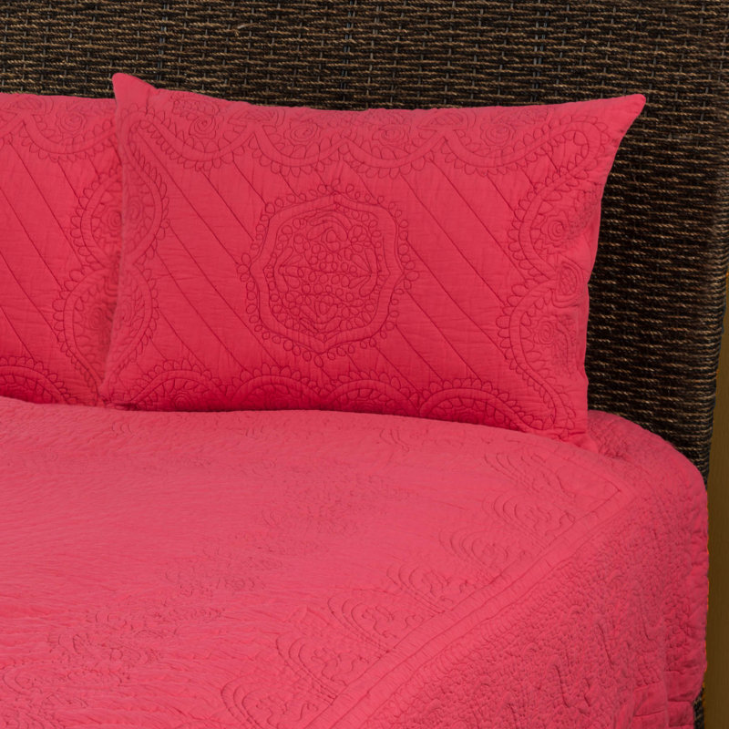 Moroccan Fling Cotton Pillow Sham, King, Coral