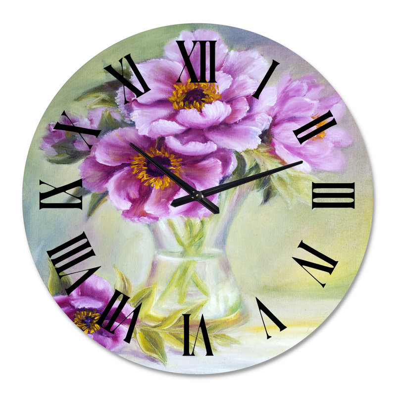 Pivoines dans un vase nature morte - Horloge murale traditionnelle, Grand