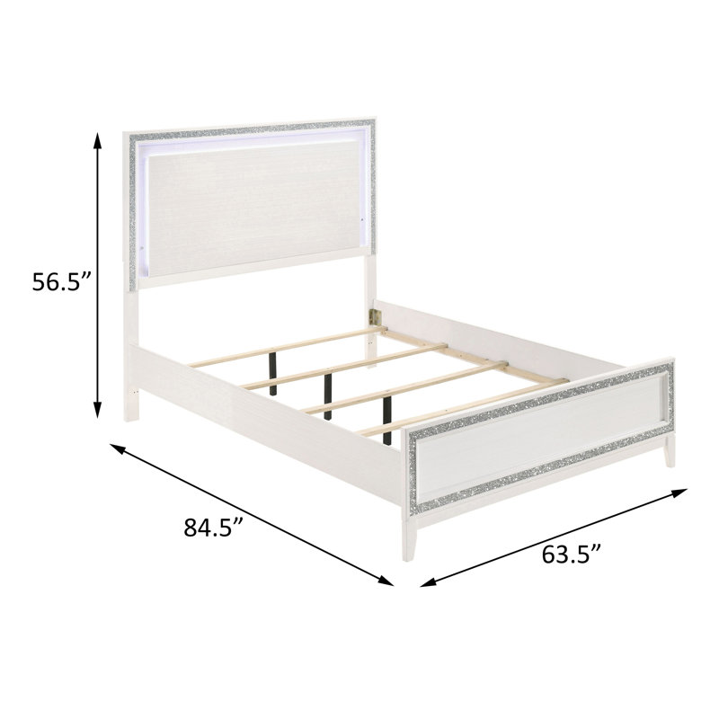 Lit luxueux avec tête de lit à DEL et support robuste, parfait pour créer une chambre à coucher moderne et confortable.
