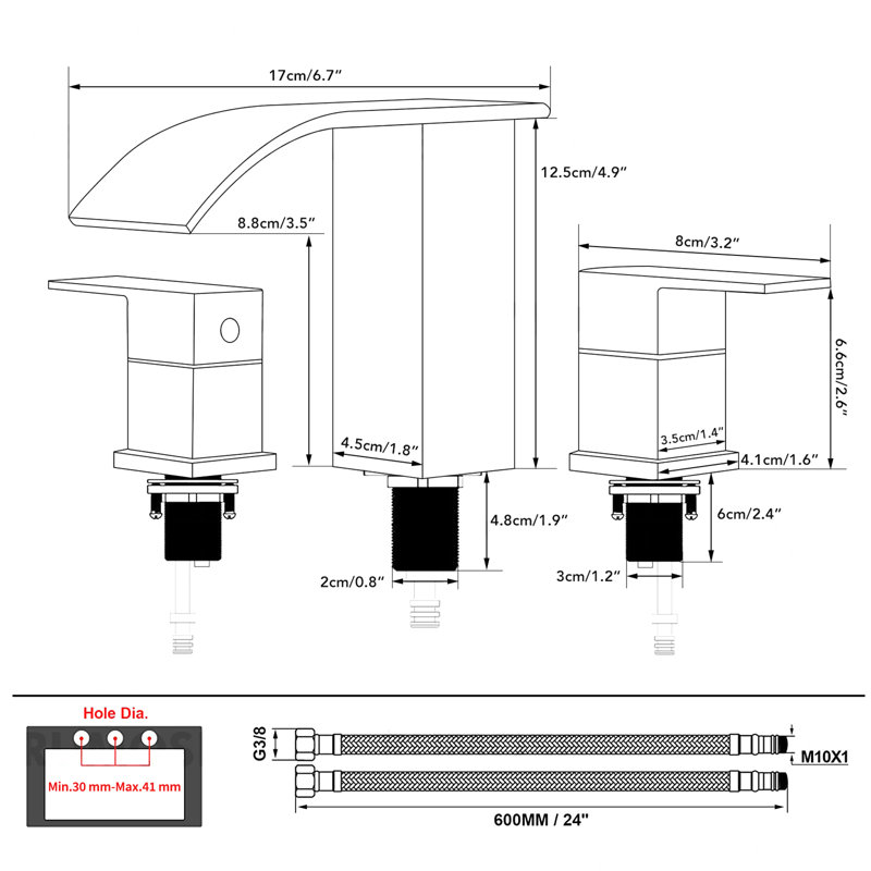 Widespread 2-handle Bathroom Faucet with Drain Assembly