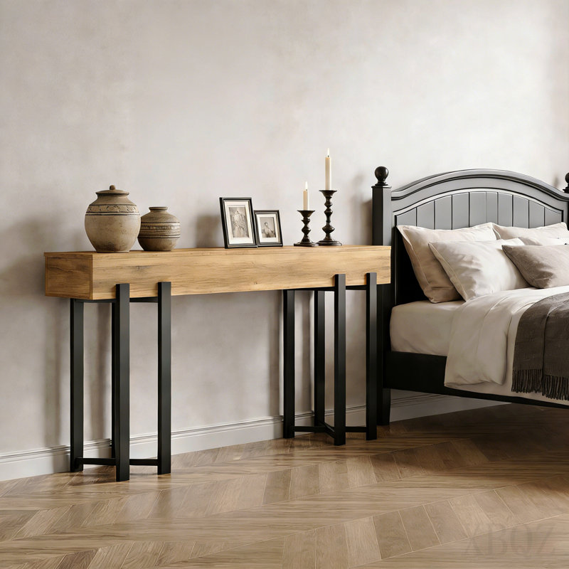 Office Display Shelf,Modern-Style Console Table,Long Sofa Table, Light Brown