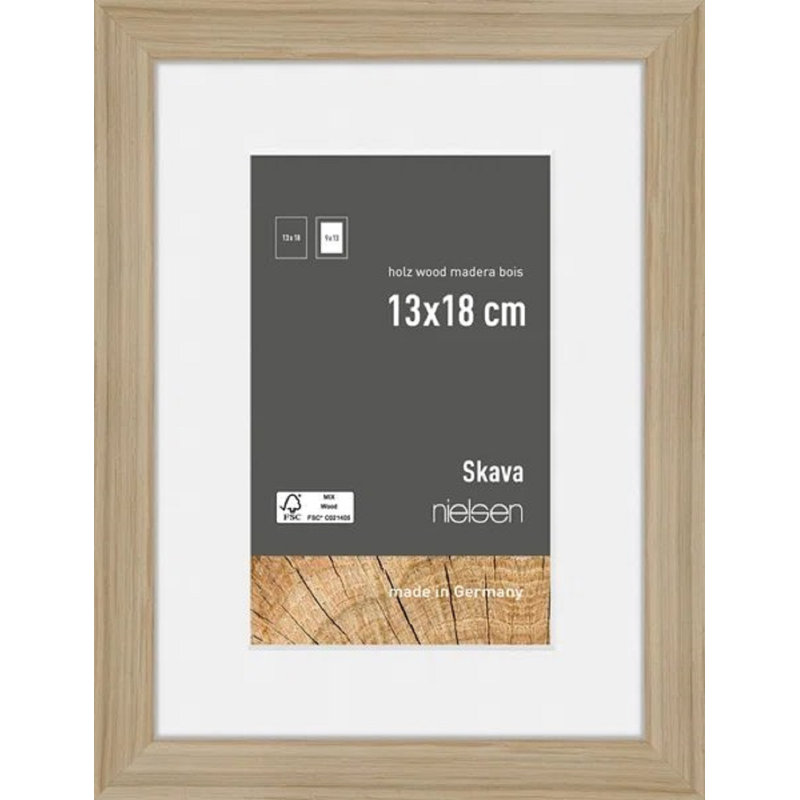 Skava Wood Single Picture Frame, Oak, 18cm H x 13cm W x 2cm D