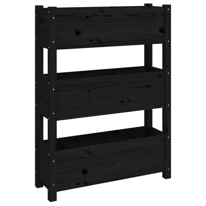 Kwanna Self-Watering Wood Raised Garden Bed, Black, 104.5cm H x 77cm W x 25cm D
