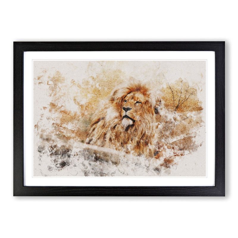 Lion Vol.1 - Picture Frame Graphic Art, 36cm H x 48cm W x 2cm D, Black Framed