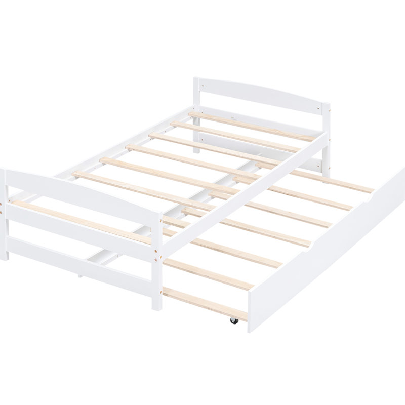 Lit plateforme blanc avec lit gigogne blanc - option sommeil